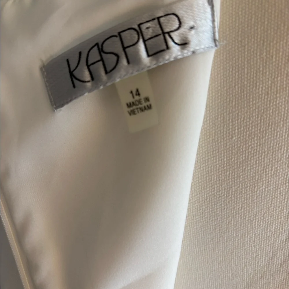 Kasper white Jacquard Floral sleeveless midi empire dress size 14 - Picture 6 of 6